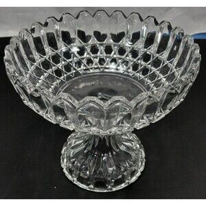 Antique EAPG McKee MASONIC Inverted Prism w/ Double Block Band Compote 1894